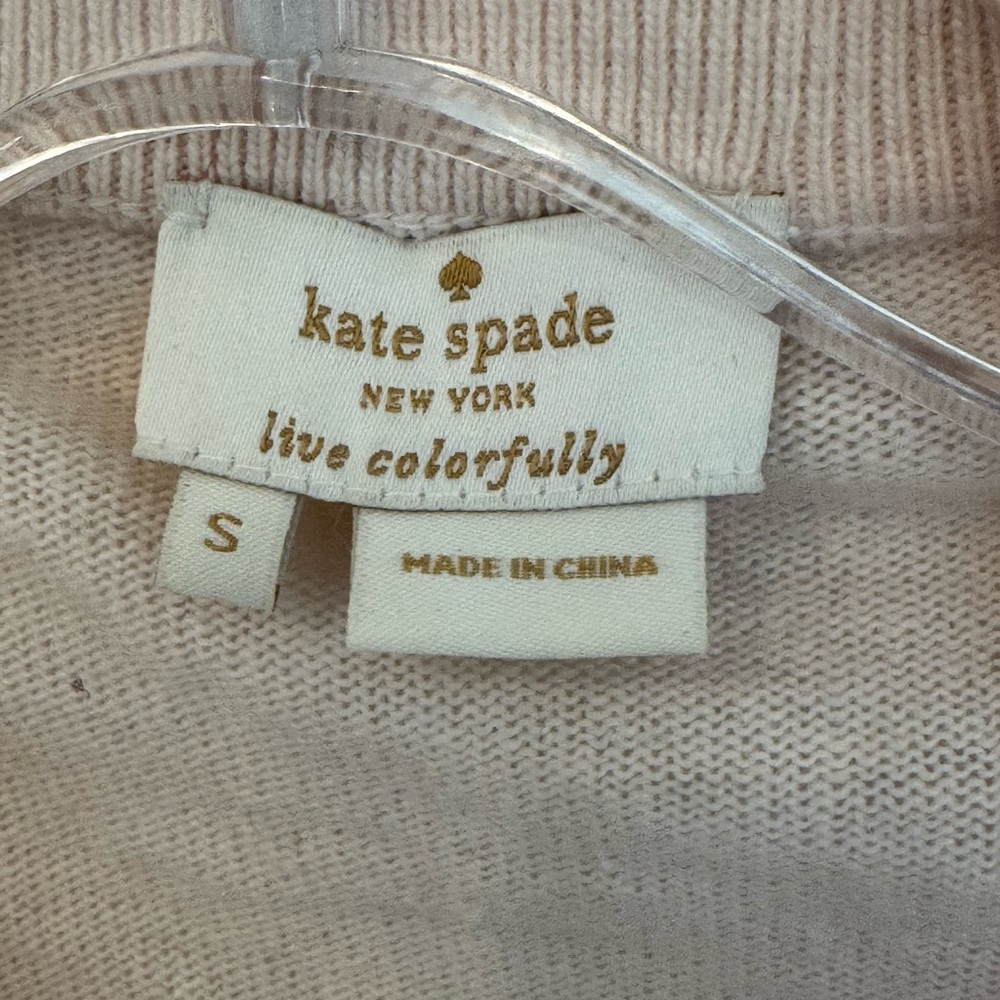 Kate Spade Steal The Spotlight Light Pink Cardigan with Embellished Trim Size S - Picture 11 of 15